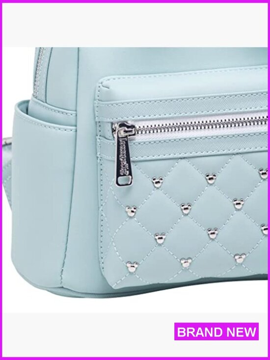 Mini Backpack Faux Leather Quilted Studs Elegant Chic Daypack Travel